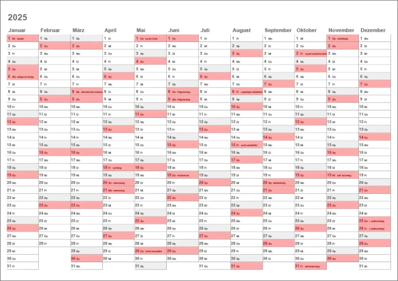 Arbeitskalender ab 25 Stk.